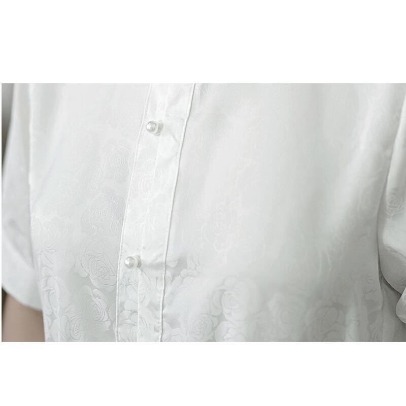 【BAIRIMENGシリーズ】チャイナ風シャツ トップス 夏服 おしゃれ ホワイト 白い 着回し 効く