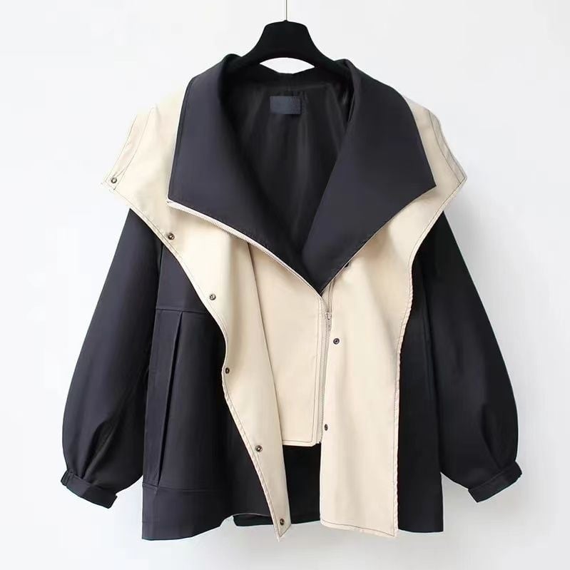 【SHENQIシリーズ】3色 フェイクレイヤード 帽子付き レディース アウター ジャケット