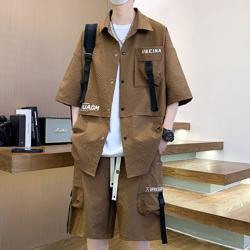 【YUNSHIシリーズ】セットアップ 男女兼用 メンズ 大きいサイズ カジュアル シャツ 短パン 3色展開