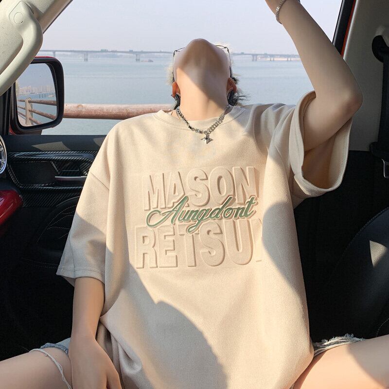 【PPGシリーズ】5カラー トップス 男女兼用 メンズ 大きいサイズ スエード アルファベット Tシャツ