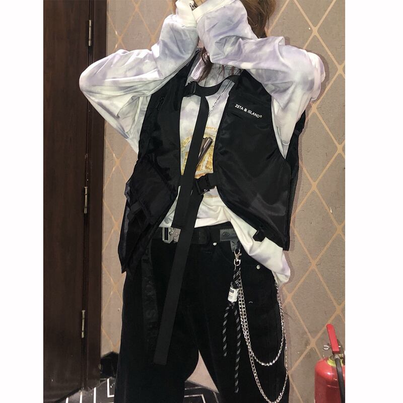 【D WHITEシリーズ】チェーン装飾 3色 男女兼用 おしゃれ コーディネートしやすい
