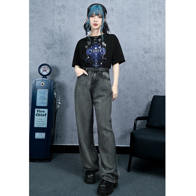 【古怪舍---無聲沼澤シリーズ】★デニムパンツ★ ボトムス ズボン 着痩せ 合わせやすい シンプル