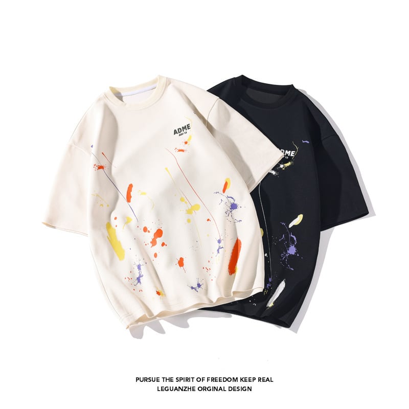 【BIGEMANシリーズ】カジュアル 半袖 Tシャツ 男女兼用 メンズ 大きいサイズ 落書き 2カラー トップス