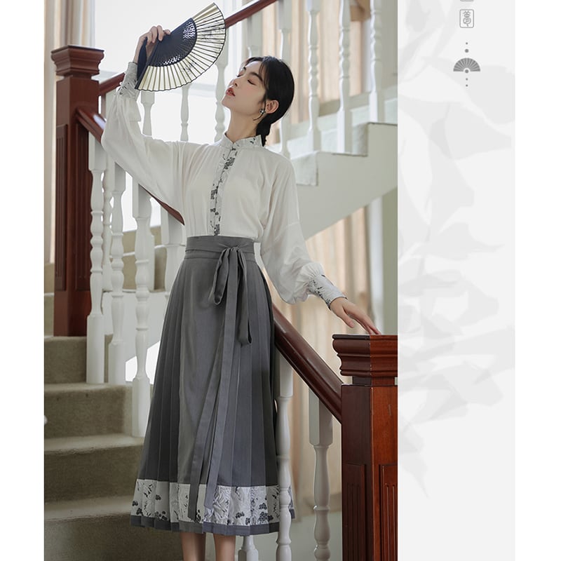 【WUJIAシリーズ】チャイナ風長袖シャツ トップス 漢元素 夏服 気質アップ S M L 切り替え