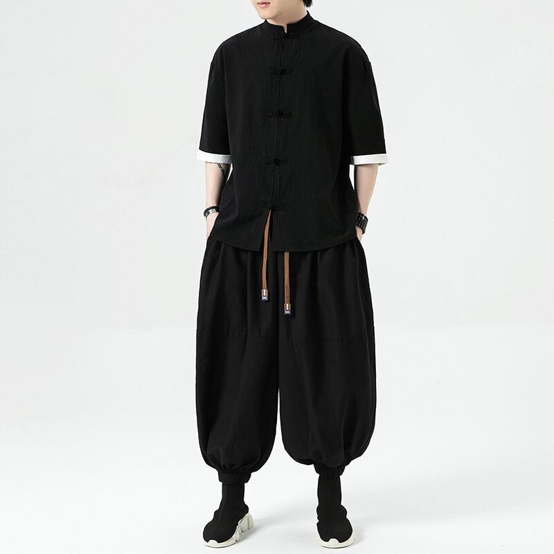 【JUNYIシリーズ】チャイナ風シャツ トップス 5色 男女兼用 メンズ 大きいサイズ シンプル 中華服