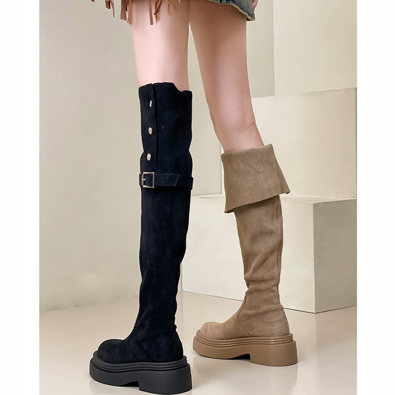 【SSBLシリーズ】ヒール7CM ハイブーツ 3色展開 サイズ35-40 着痩せ ブラック コーヒー色 カーキブラウン レディース