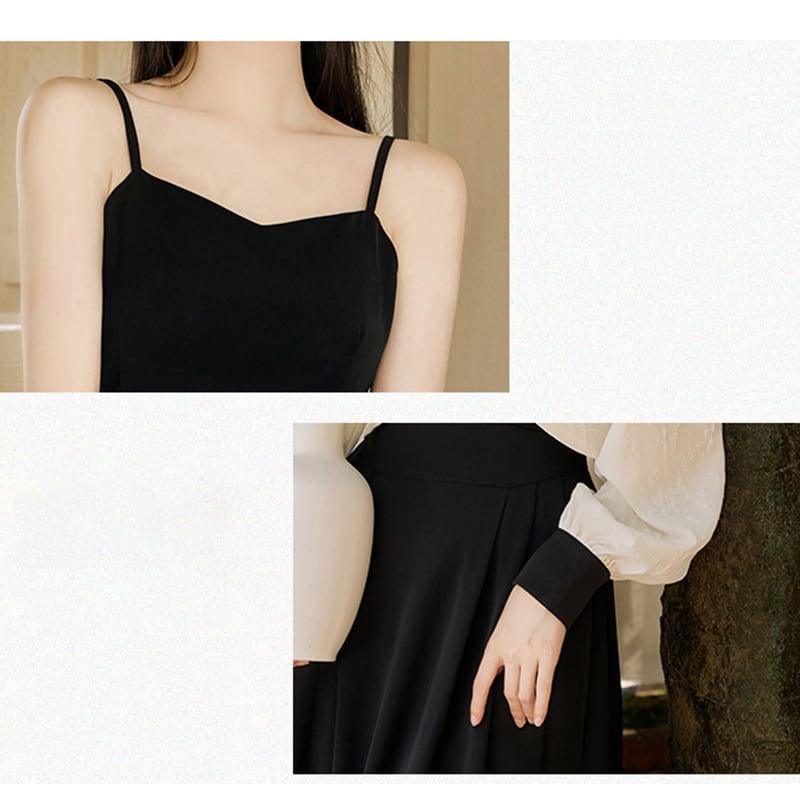【水墨年華シリーズ】★チャイナ風セットアップ★ つりワンピース+トップス 2点セット 中華服 ブラック 黒い - ChinChic