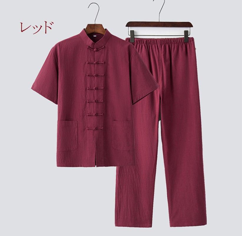 ✿大人気✿【涵曦シリーズ】★セットアップ★ 2点 上下セット チャイナ風トップス ズボン M L LL 3L 4L 5L コットンリネン 無地 - ChinChic