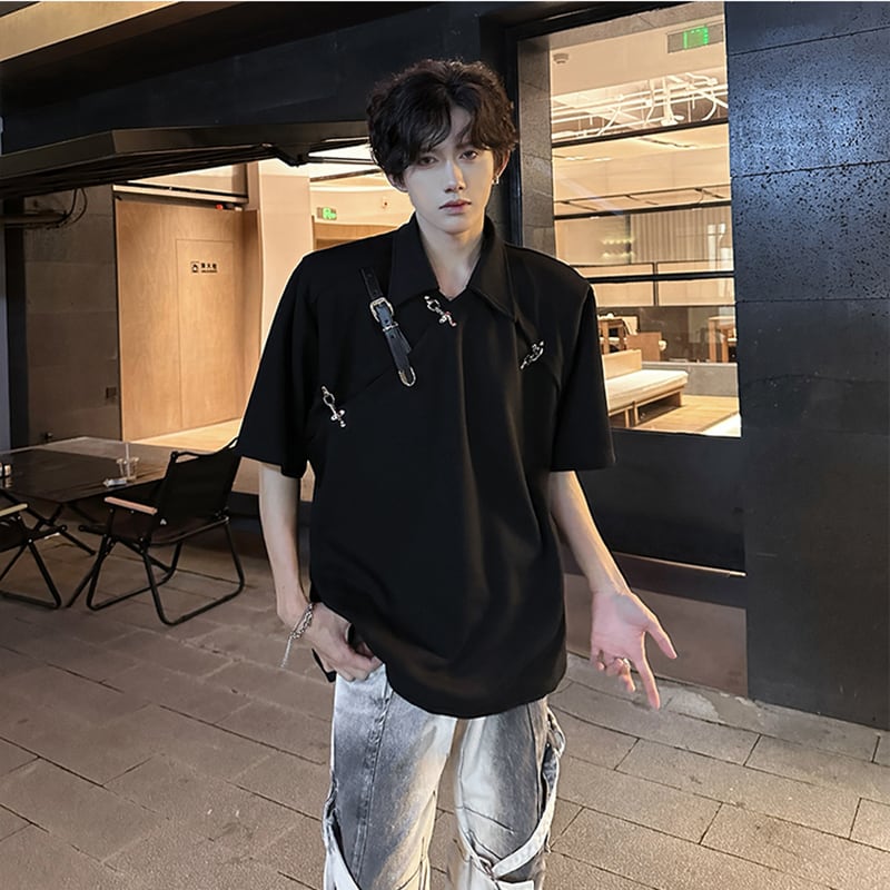 【ZHUIYIシリーズ】半袖Tシャツ トップス メンズ レディース 2色展開 デザイン性あり おしゃれ カジュアル 黒 白