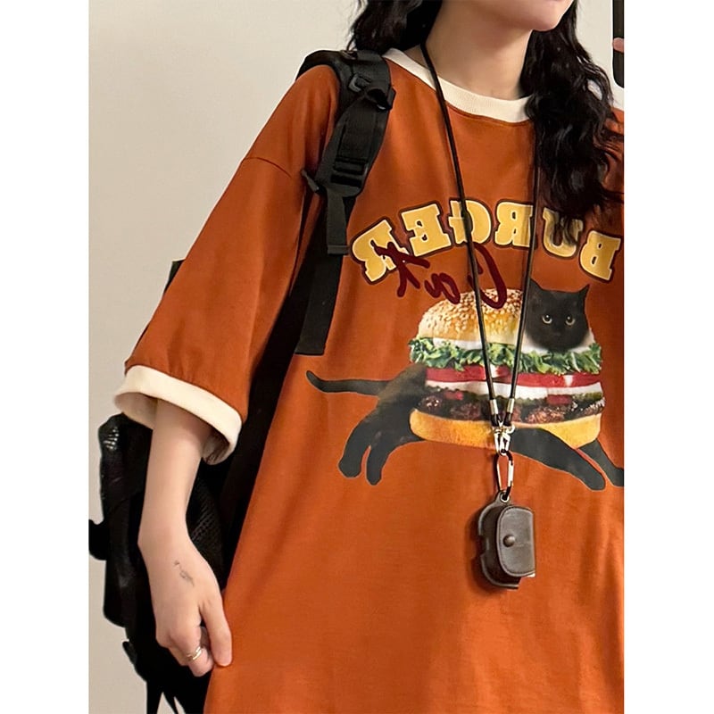 【UATONLINEシリーズ】Tシャツ 半袖 男女兼用 コットン 猫柄 ネコデザイン トップス かわいい 2023新作