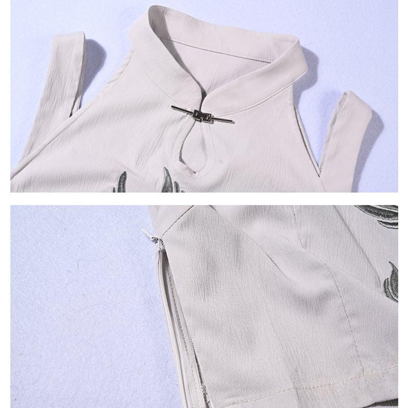 【古怪舍---溯遊シリーズ】★チャイナ風トップス★ タンクトップ 2COLOR ミニ丈 ブラック 黒い セクシー - ChinChic