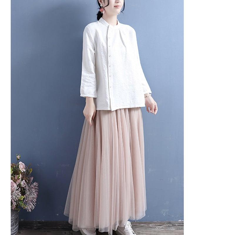 【清裊シリーズ】★チャイナ風トップス★ 2COLOR 着痩せ 中華服 シンプル 合わせやすい シャツ カジュアル - ChinChic