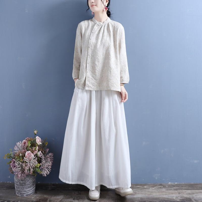 【清裊シリーズ】★チャイナ風トップス★ 2COLOR 着痩せ 中華服 シンプル 合わせやすい シャツ カジュアル - ChinChic