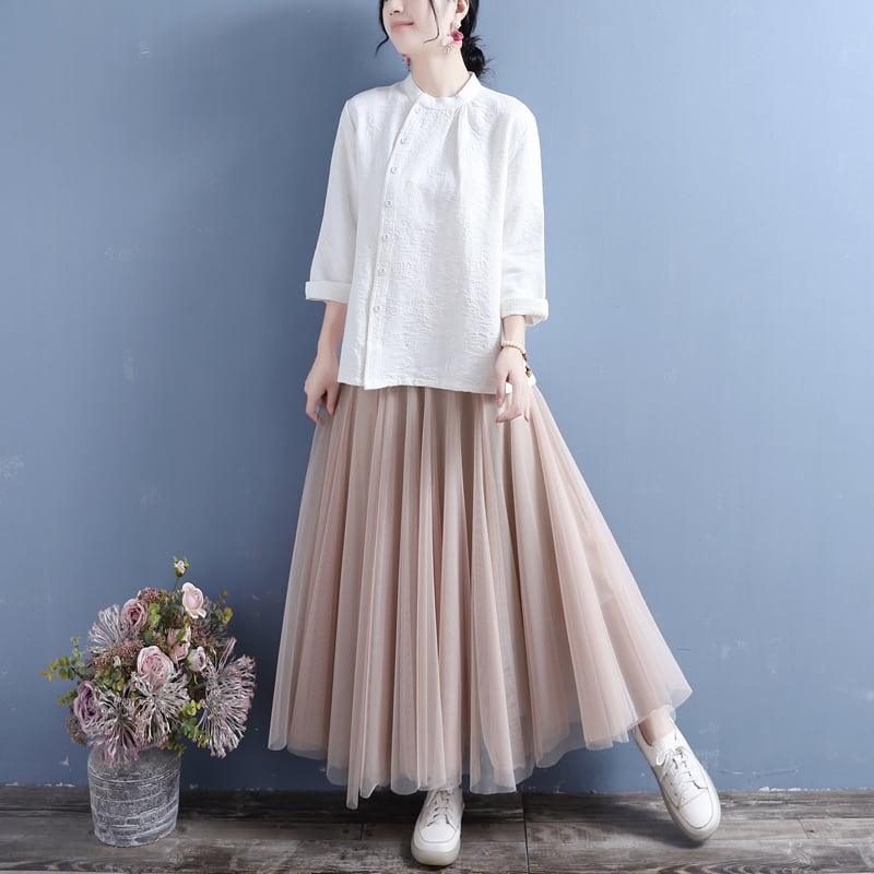 【清裊シリーズ】★チャイナ風トップス★ 2COLOR 着痩せ 中華服 シンプル 合わせやすい シャツ カジュアル - ChinChic