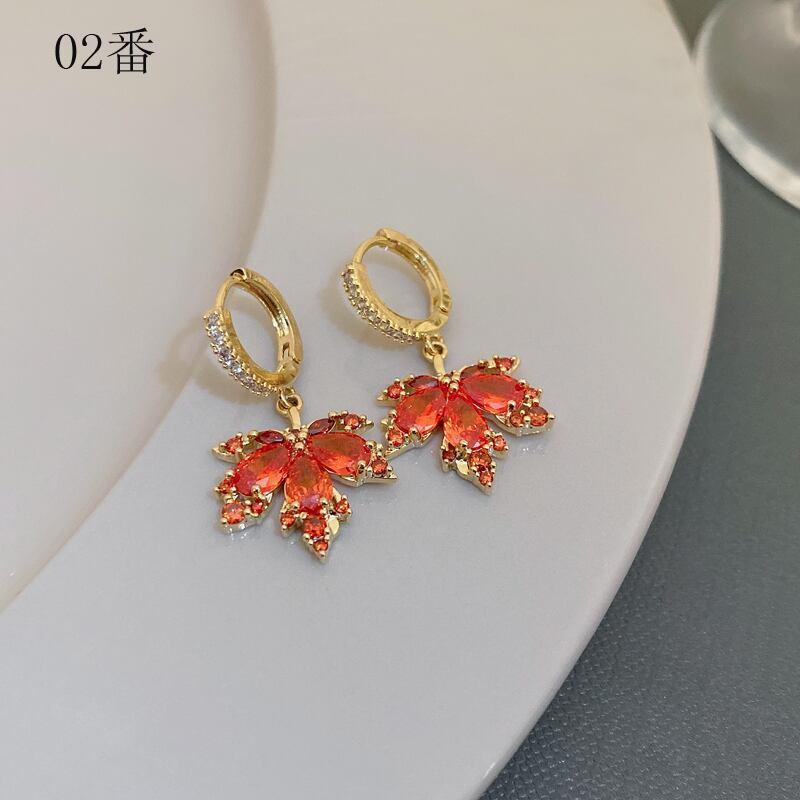 【青柠シリーズ】★耳飾り★ 3タイプ ピアス ペア レディース アクセサリー 楓 かえで 赤 可愛い 葉 気質アップ - ChinChic