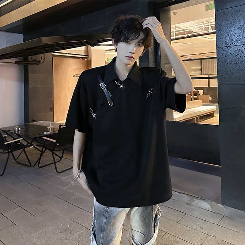 【ZHUIYIシリーズ】半袖Tシャツ トップス メンズ レディース 2色展開 デザイン性あり おしゃれ カジュアル 黒 白