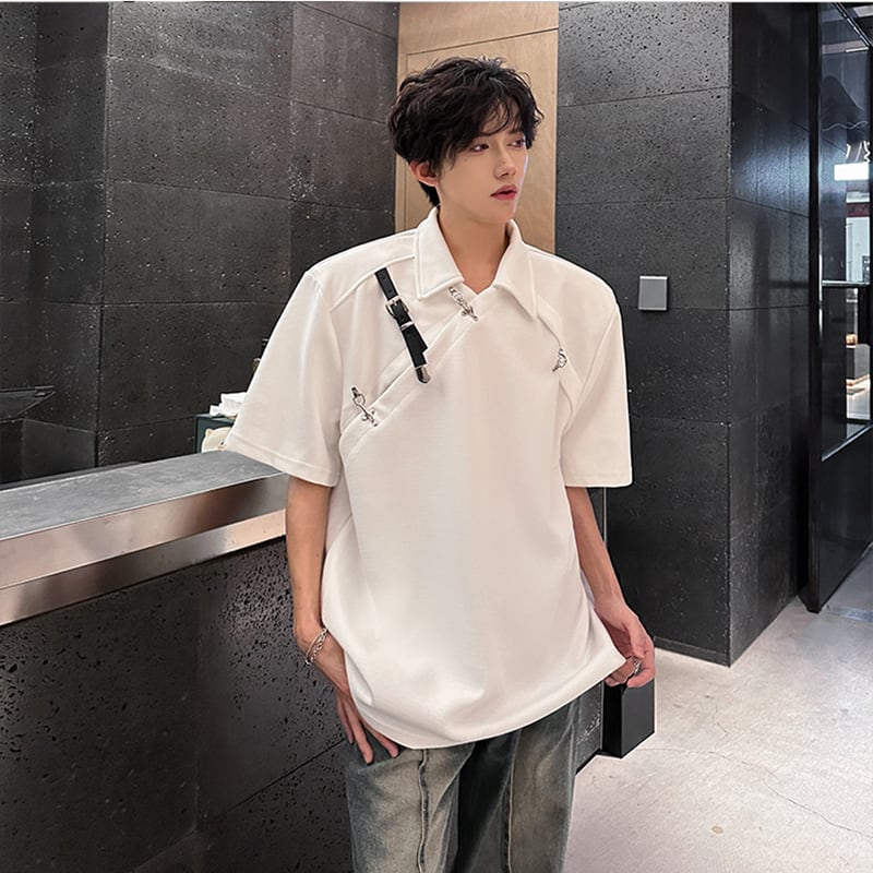 【ZHUIYIシリーズ】半袖Tシャツ トップス メンズ レディース 2色展開 デザイン性あり おしゃれ カジュアル 黒 白