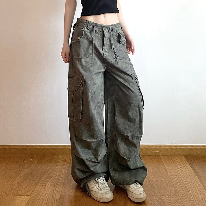 【WEEKEEPシリーズ】カジュアルパンツ レディース レトロ 迷彩柄 ワークパンツ カーゴパンツ ズボン ボトムス