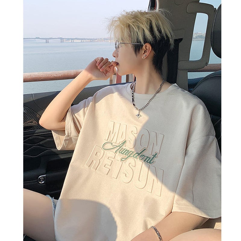【PPGシリーズ】5カラー トップス 男女兼用 メンズ 大きいサイズ スエード アルファベット Tシャツ