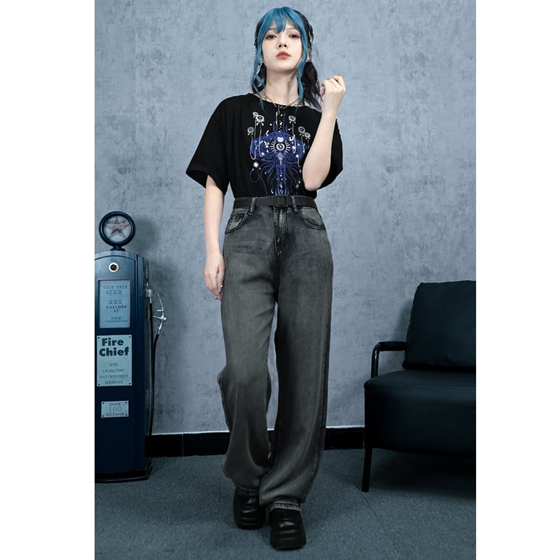 【古怪舍---無聲沼澤シリーズ】★デニムパンツ★ ボトムス ズボン 着痩せ 合わせやすい シンプル