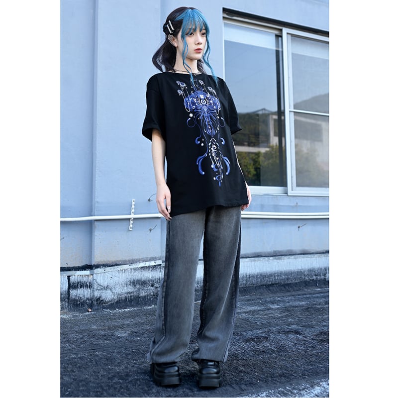 【古怪舍---無聲沼澤シリーズ】★デニムパンツ★ ボトムス ズボン 着痩せ 合わせやすい シンプル