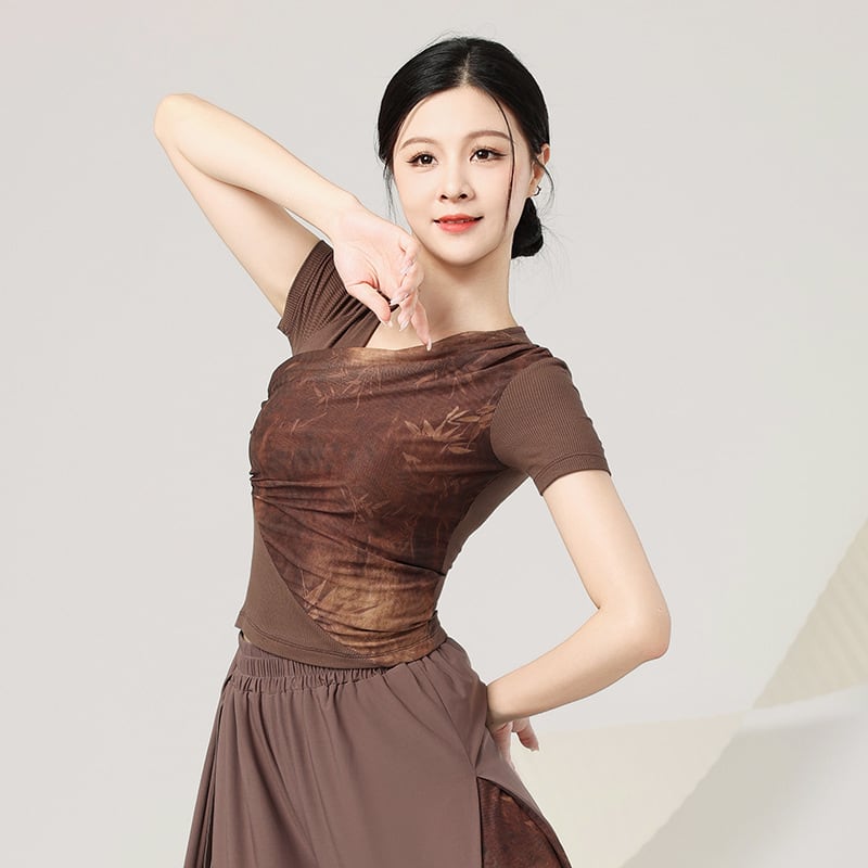 【KEFENシリーズ】チャイナ風トップス 4色 半袖 長袖 Tシャツ 中華服 竹 可愛い スリム 黒 灰 緑