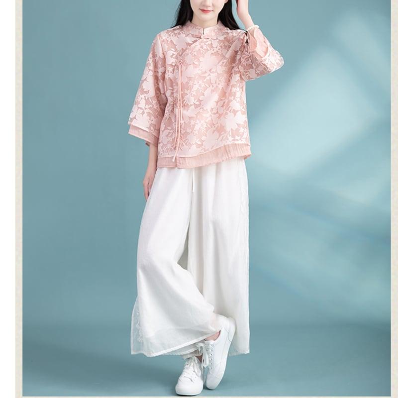 【清裊シリーズ】★チャイナ風トップス★ 3COLOR チャイナ風シャツ 中華服 夏服 涼しい 中華服 唐装 レトロ - ChinChic