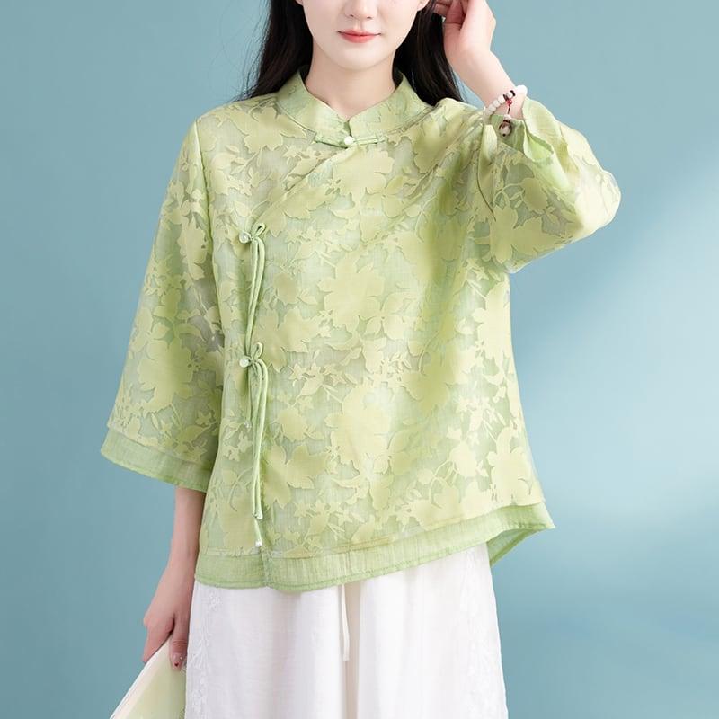 【清裊シリーズ】★チャイナ風トップス★ 3COLOR チャイナ風シャツ 中華服 夏服 涼しい 中華服 唐装 レトロ - ChinChic
