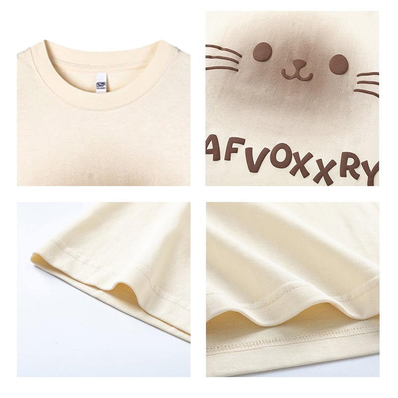 【逃離地球シリーズ】猫耳デザイン 半袖 Tシャツ 2色展開 レディース トップス 可愛い ねこ柄