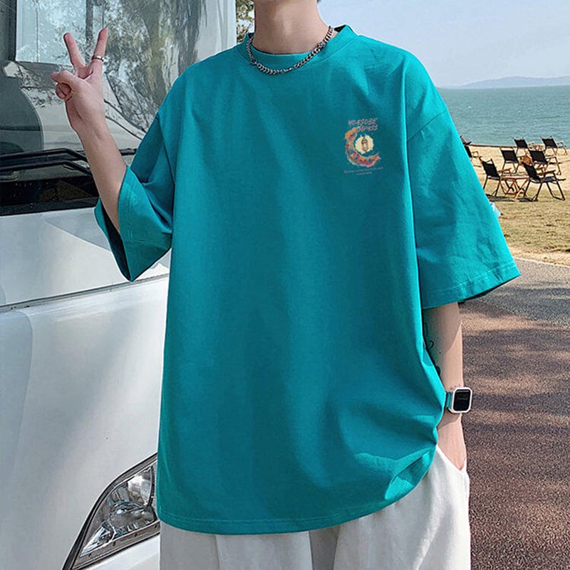 【PGリーズ】6色展開 半袖Tシャツ 月柄 男女兼用 大きいサイズ コットン トップス