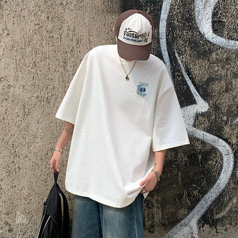 【PGリーズ】6色展開 半袖Tシャツ 月柄 男女兼用 大きいサイズ コットン トップス