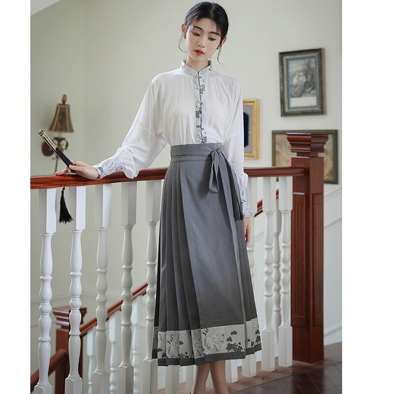 【WUJIAシリーズ】チャイナ風長袖シャツ トップス 漢元素 夏服 気質アップ S M L 切り替え