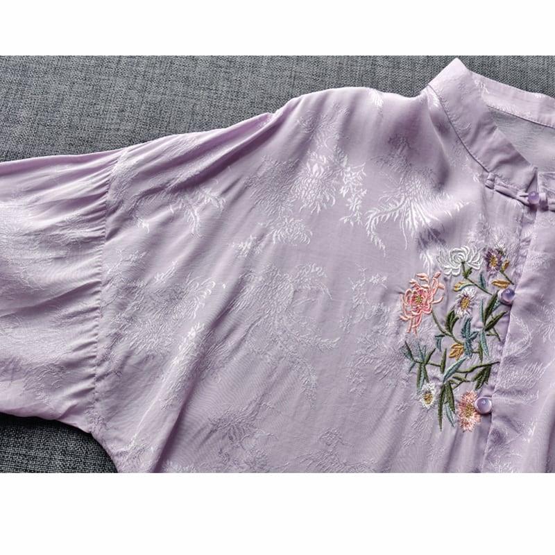 【清裊シリーズ】★チャイナ風トップス★ 4COLOR シャツ 夏服 春服 刺繍 長袖シャツ 気質アップ 可愛い - ChinChic