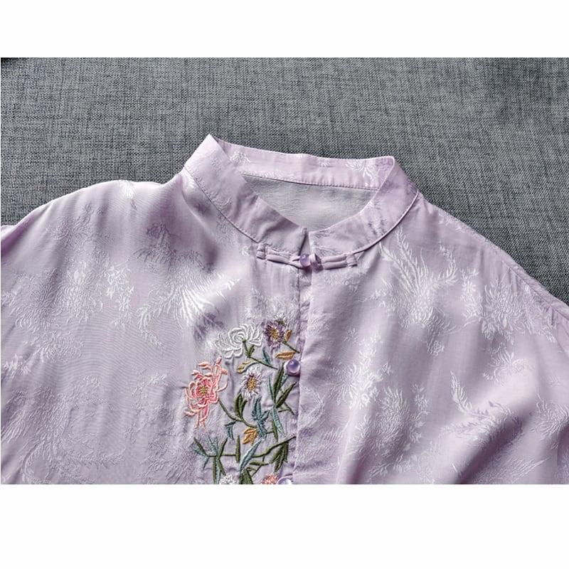 【清裊シリーズ】★チャイナ風トップス★ 4COLOR シャツ 夏服 春服 刺繍 長袖シャツ 気質アップ 可愛い - ChinChic
