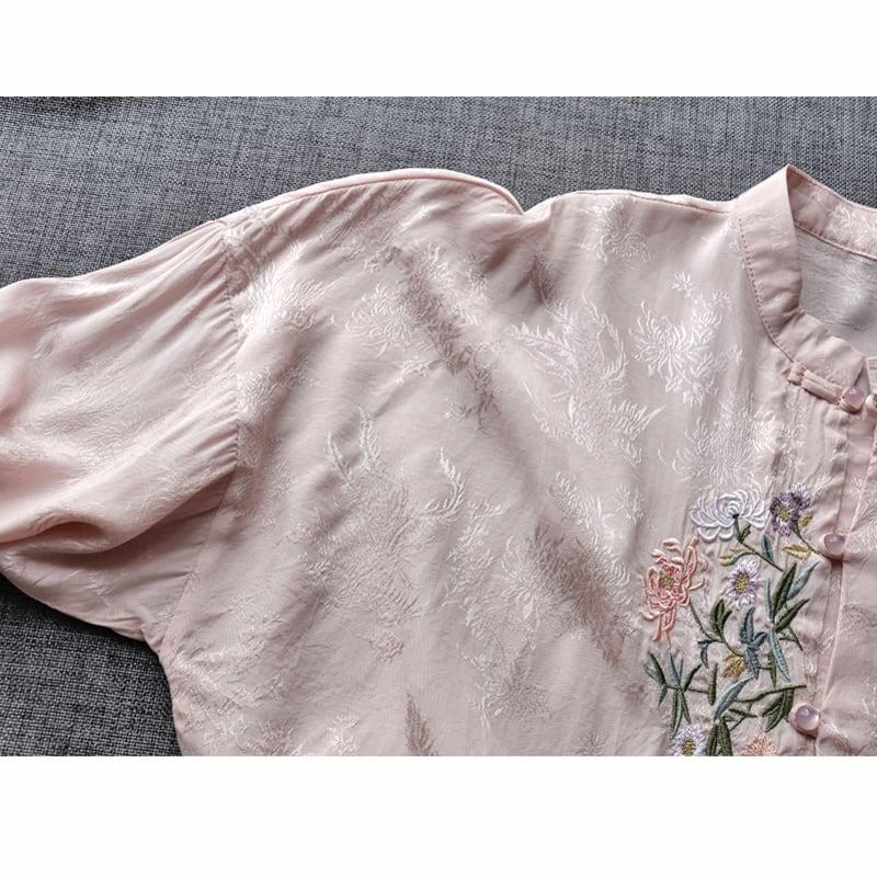 【清裊シリーズ】★チャイナ風トップス★ 4COLOR シャツ 夏服 春服 刺繍 長袖シャツ 気質アップ 可愛い - ChinChic