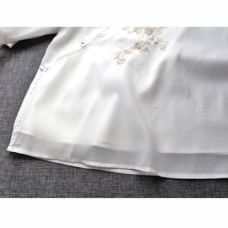 【清裊シリーズ】★チャイナ風トップス★ 刺繍 4COLOR 夏服 シャツ 中華服 改良唐装 気質アップ 可愛い - ChinChic