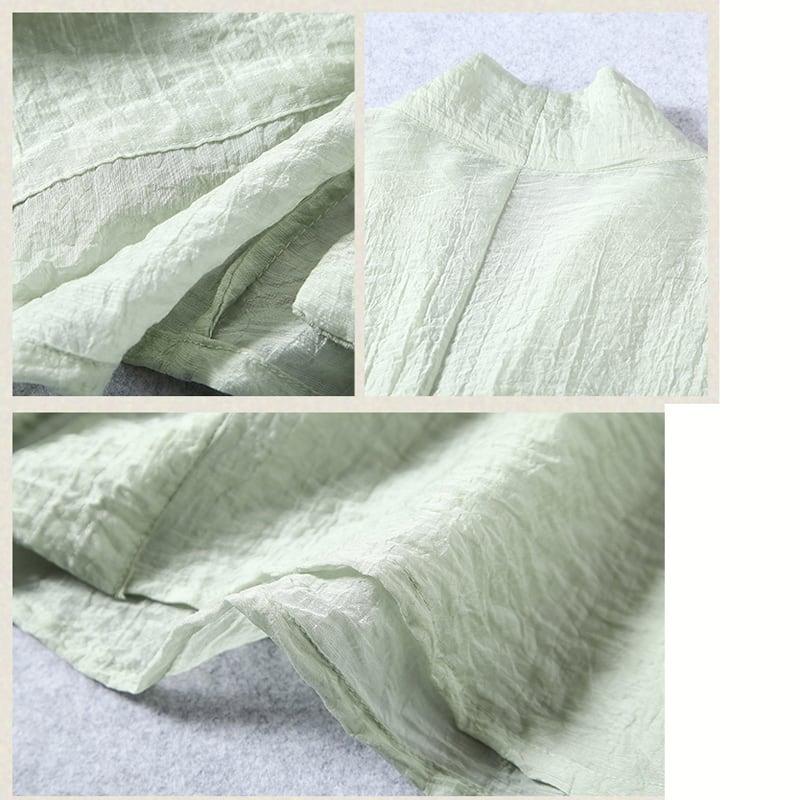 【清裊シリーズ】★チャイナ風アウター★ 4COLOR ロング丈法被 中華服 改良唐装 刺繍 グリーン ホワイト イエロー パープル - ChinChic
