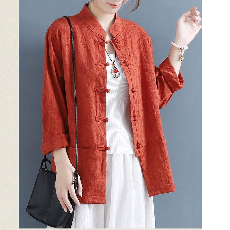【清裊シリーズ】全5色 チャイナ風トップス シャツ 棉麻 ゆったり 唐装レトロ系 中華服 シンプル - ChinChic