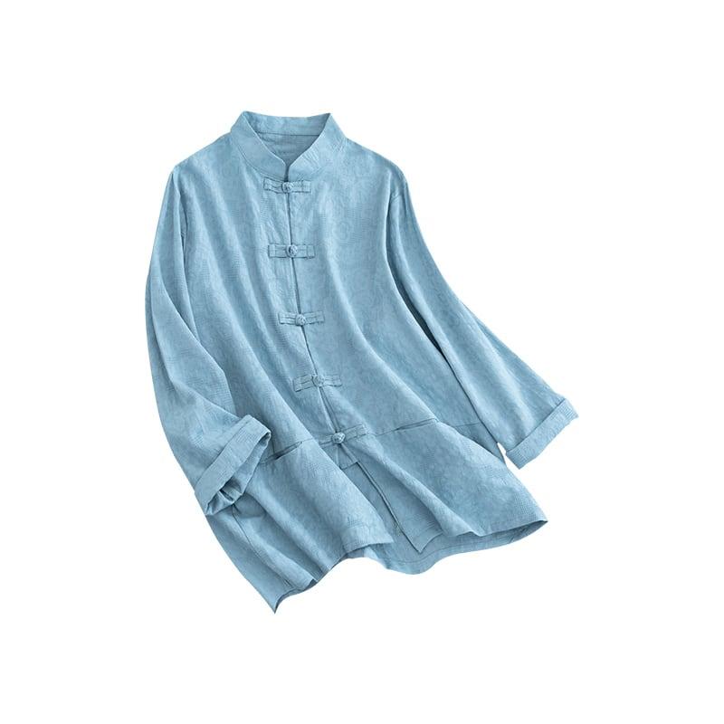 【清裊シリーズ】全5色 チャイナ風トップス シャツ 棉麻 ゆったり 唐装レトロ系 中華服 シンプル - ChinChic
