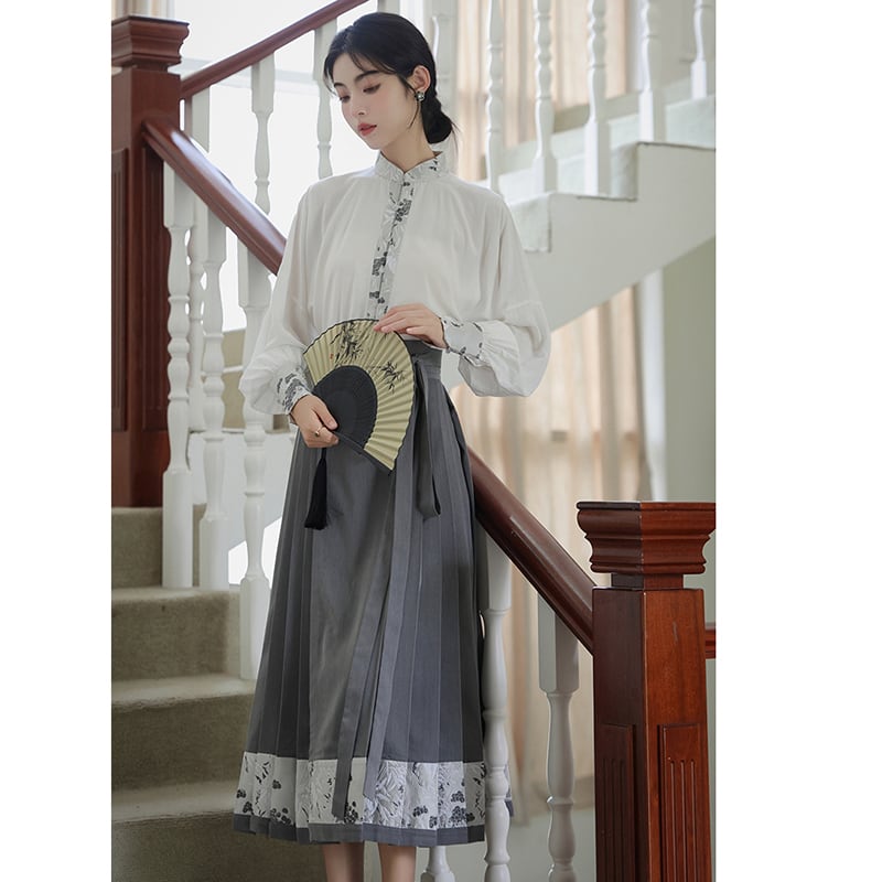 【WUJIAシリーズ】チャイナ風長袖シャツ トップス 漢元素 夏服 気質アップ S M L 切り替え