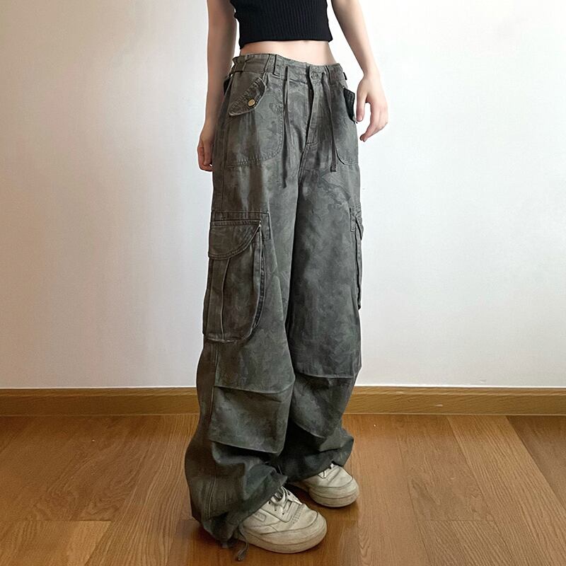 【WEEKEEPシリーズ】カジュアルパンツ レディース レトロ 迷彩柄 ワークパンツ カーゴパンツ ズボン ボトムス