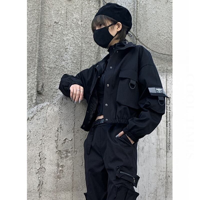 【HEIDIANシリーズ】ショート丈アウター ジャケット おしゃれ デザイン性あり ブラック 黒 M L XL 2XL