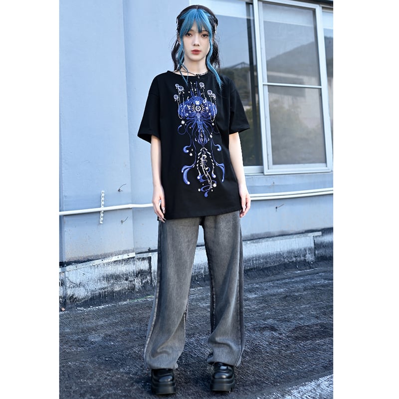 【古怪舍---無聲沼澤シリーズ】★デニムパンツ★ ボトムス ズボン 着痩せ 合わせやすい シンプル