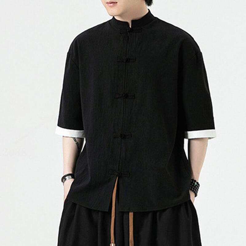 【JUNYIシリーズ】チャイナ風シャツ トップス 5色 男女兼用 メンズ 大きいサイズ シンプル 中華服