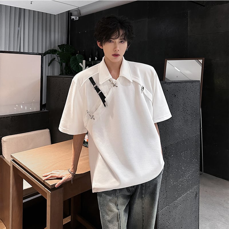 【ZHUIYIシリーズ】半袖Tシャツ トップス メンズ レディース 2色展開 デザイン性あり おしゃれ カジュアル 黒 白