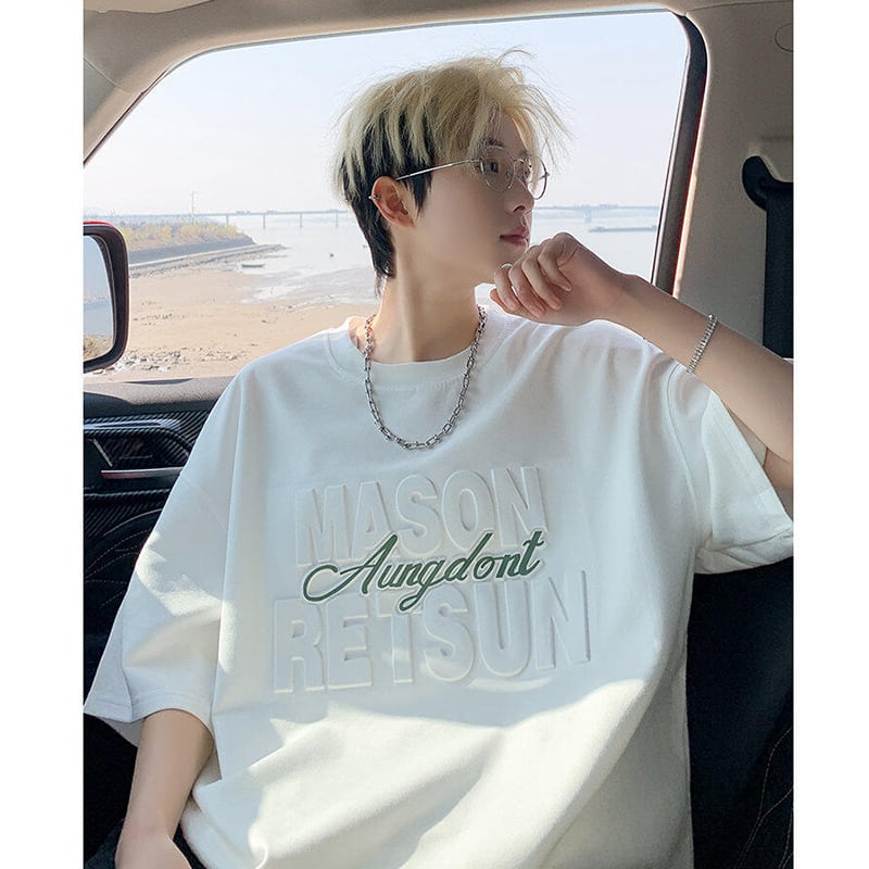 【PPGシリーズ】5カラー トップス 男女兼用 メンズ 大きいサイズ スエード アルファベット Tシャツ