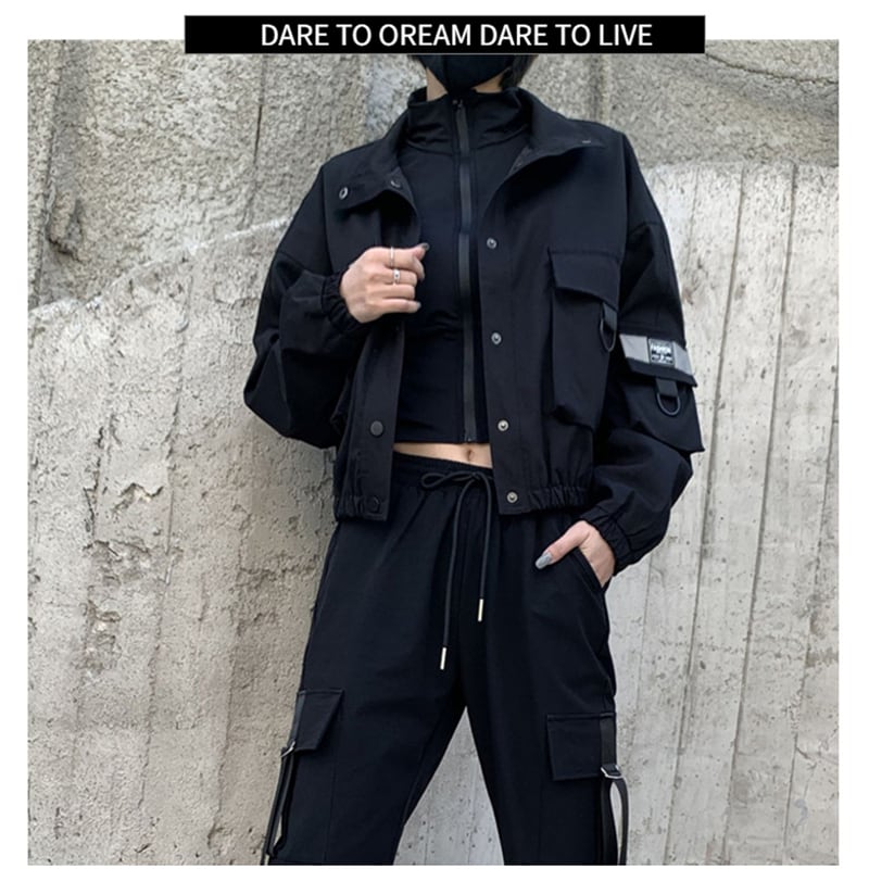 【HEIDIANシリーズ】ショート丈アウター ジャケット おしゃれ デザイン性あり ブラック 黒 M L XL 2XL