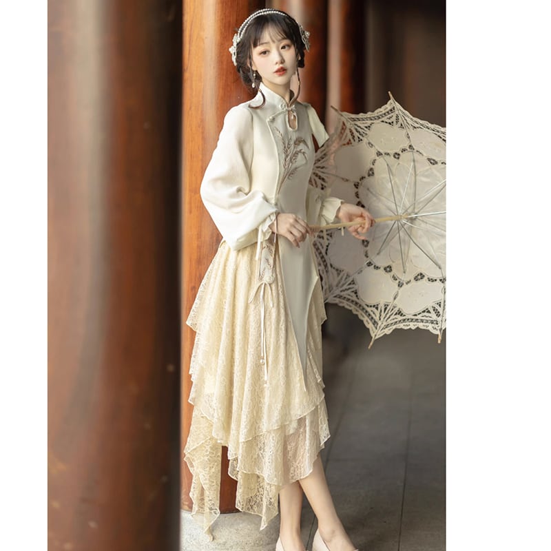 【塵煙雲夢シリーズ】チャイナ風セットアップ トップス スカート 中華服 可愛い ワンピース レディースファッション