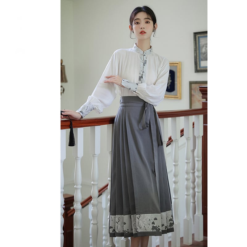 【WUJIAシリーズ】チャイナ風長袖シャツ トップス 漢元素 夏服 気質アップ S M L 切り替え