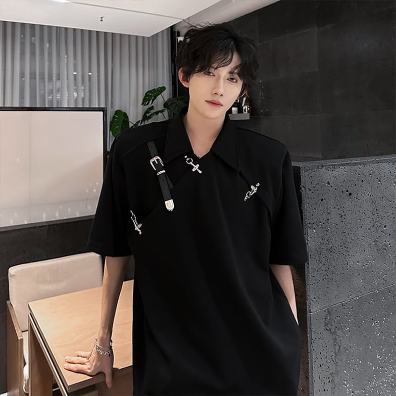 【ZHUIYIシリーズ】半袖Tシャツ トップス メンズ レディース 2色展開 デザイン性あり おしゃれ カジュアル 黒 白